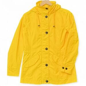 Lands' End Classic Yellow Anorak Rain Jacket Hooded Coat Fisherman Womens XS 2-4